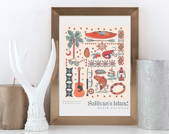 Sullivan's Island, SC 18x24in Artwork, South Carolina print, Sullivan's Island, SC Beach Art Print Wall Art, Housewarming Gift, Art Poster
