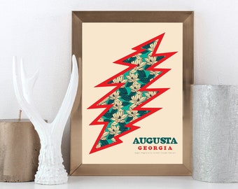 Augusta, GA 11x14in Poster Rot und Grün | Meisterkunst | Augusta Geschenke und Dekoration | Dankbare Tote Kunst | 13 Point Bolt
