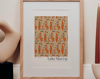 Lake Murray, SC 18x24in Columbia, SC Prints, Warm Tone Lake Home Artwork, South Carolina Prints, Lake Home Print Wall Art, Housewarming Gift