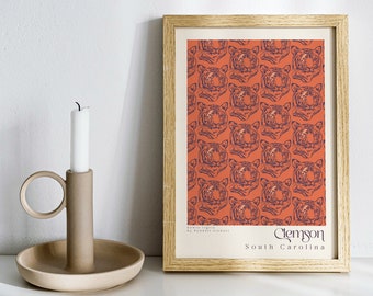 Clemson, SC Poster Druck | Clemson Tiger Kunst | Clemson Geschenke und Dekor | Clemson Dekor | Abschlussgeschenk | Clemson Art & Einweihungsgeschenk