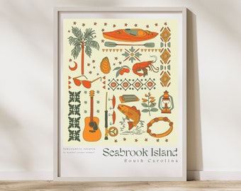 Seabrook Island, SC 18 x 24 in Obra de arte, impresión de Carolina del Sur, impresión artística de Seabrook Island, SC, arte de pared, regalo de inauguración de la casa, póster de arte