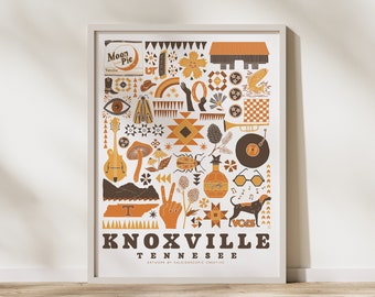 Knoxville, TN Artwork, UT print, Tennessee Art Print, University of Tennessee Wall Art, Housewarming Gift, Wedding Gift, Dorm decor, vols