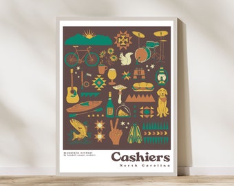 Cashiers, NC 18 x 24 cali Dzieło sztuki, wydruk z Karoliny Północnej, Cashiers, NC Sztuka ścienna, Prezent na parapetówkę, Plakat artystyczny, Prezent ślubny