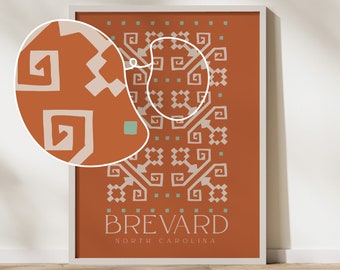 Brevard, oeuvre d'art NC, impression de Caroline du Nord, Brevard, art de la montagne NC, impression, art mural rétro, cadeaux de pendaison de crémaillère, décoration d'intérieur