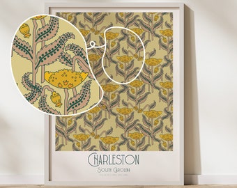 Charleston, oeuvre d'art SC, impression de Caroline du Sud, Charleston, art de plage SC, impression de motif, art mural rétro, cadeau de pendaison de crémaillère, art abstrait