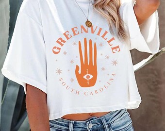 T-shirt court Greenville pour femme, haut court Greenville SC, tenue de Caroline du Sud, t-shirt court montagnes Upstate SC, cadeau Greenville SC