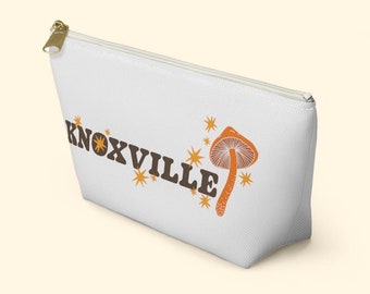 Pochette pour accessoires TN Knoxville avec fond en T, sac à crayons champignon Knoxville de l'Université du Tennessee, cadeaux pour étudiants du Tennessee, école de montagne de l'UT