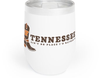 Verre à vin Tennessee White Chill, cadeaux de l'Université du Tennessee, art de la montagne, petits verres à vin illustrés, art abstrait