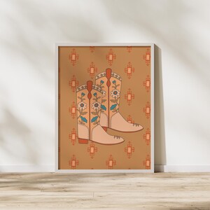 Cowboy Boots 11x14in Poster Print | Neutral Cowboy Art | Boho Western Gifts and Decor | Western Art