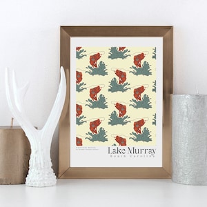 Lake Murray, SC 18x24in Pattern Columbia, SC Prints, Lake Home Artwork, South Carolina Prints, Lake Home Print Wall Art