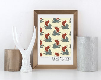 Lake Murray, SC 18x24in Pattern Columbia, SC Prints, Lake Home Artwork, South Carolina Prints, Lake Home Print Wall Art