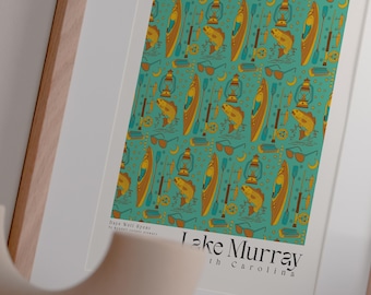 Lake Murray, SC 18x24in Columbia, SC Prints, Lake Home Artwork, South Carolina Prints, Lake Home Print Wall Art, Housewarming Gift