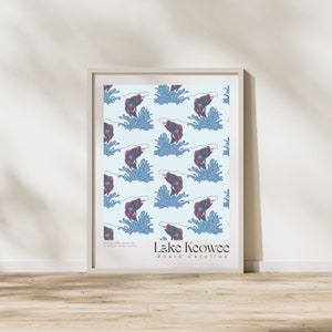 Lake Keowee, SC 18x24in Artwork, South Carolina print, Lake Keowee, SC Lake Art Print Wall Art, Housewarming Gift, Art Poster