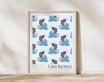 Lake Keowee, SC 18x24in Artwork, South Carolina print, Lake Keowee, SC Lake Art Print Wall Art, Housewarming Gift, Art Poster