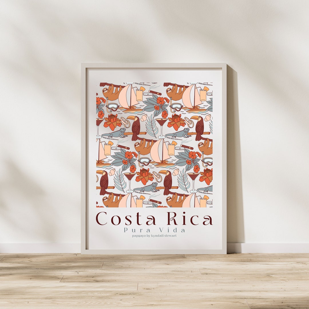 Costa Rica Pattern Costa Rica 18x24in Pattern Prints, Vacation Home Artwork, Tropical ...