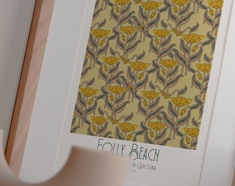 Folly Beach, oeuvre de SC, impression de folie, impression d'art de Charleston, art mural de plage de folie, cadeau de pendaison de crémaillère, cadeau de mariage, cadeau de douche nuptiale de SCH