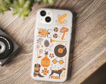 Étui de téléphone flexible transparent illustré Tennessee pour iPhone 14+, étui de téléphone Knoxville Tennessee, étui de téléphone Université de Knoxville