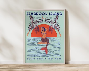 Seabrook Island, SC 18 x 24 po. Impressions de plage, oeuvre d'art de maison de vacances, impression tropicale, impression d'art de plage, art mural, cadeau de pendaison de crémaillère