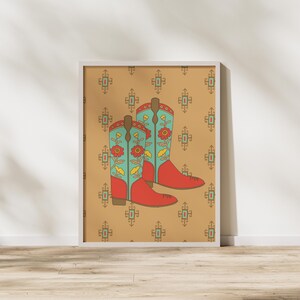 Cowboy Boots 11x14in Poster Print | Neutral Warm Cowboy Art | Boho Western Gifts and Decor | Western Art