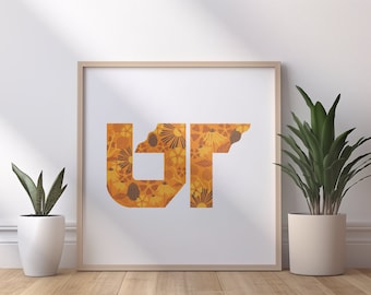 Knoxville, TN Artwork, UT 12x12in print, Tennessee Art Print, University of Tennessee Wall Art, Housewarming Gift, Wedding Gift, Dorm decor