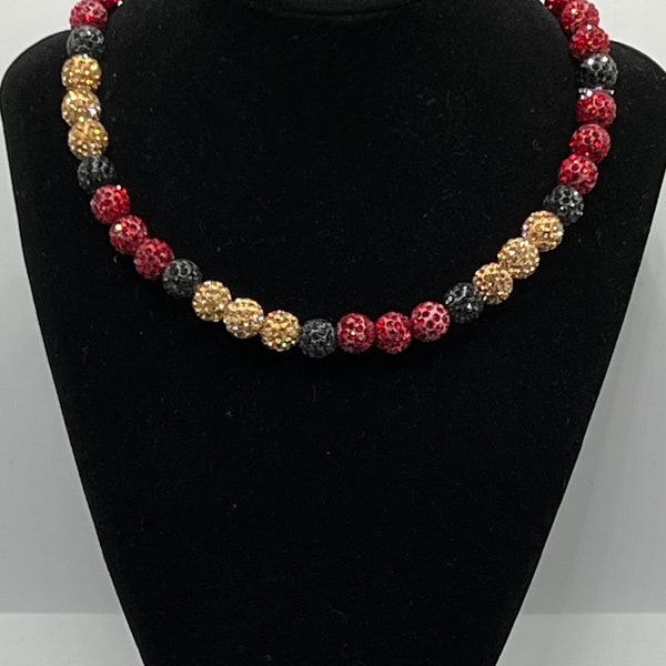 FSU bling necklace  - garnet and gold  - Baseball Necklace- Baseball Bling