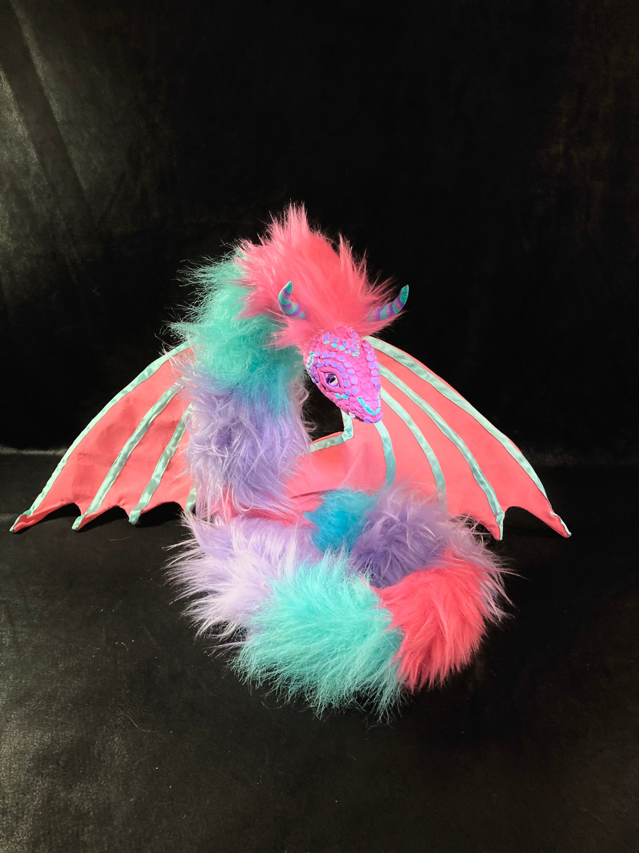 Posable Dragon Art Doll with Wings Pink Teal Lavender Etsy