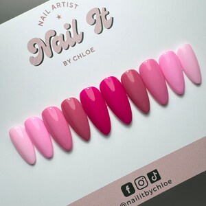 Pink Fade | hand painted gel press on nails | stick on nails | false nails | Glue on nails | Toe nail press on nails