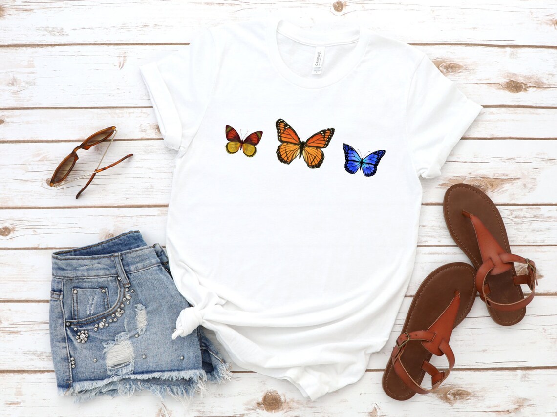 Butterfly Shirt Monarch Butterfly T Shirt Aesthetic Clothing Etsy
