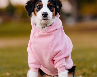 Baby Pink Dog Hoodie: Fleece Lined Cotton Blend Sweater