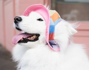 Stripe Dog Bucket Hat | Hats for Dogs | Pink Large Dog Hats | Reversible Bucket Hat for Dogs | Hat for Pets | Gift for Dog Lovers