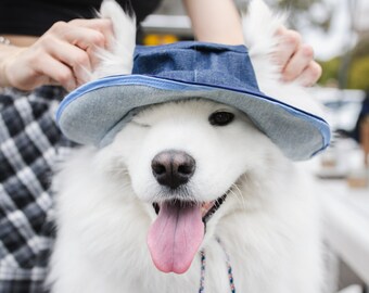 Double Denim Dog Bucket Hat | Hats for Dogs | Jean Large Dog Hats | Reversible Bucket Hat for Dogs | Hat for Pets | Gift for Dog Lovers