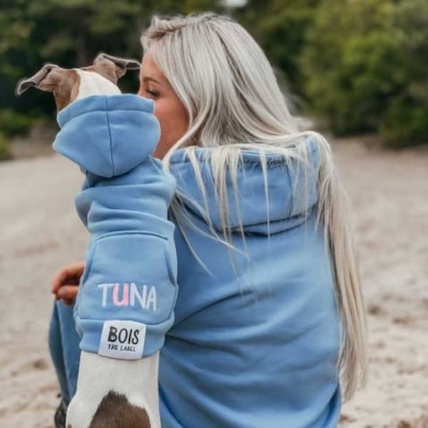 Baby Blue Matching Dog and Owner Hoodies | Matching Dog and Owner Sweaters