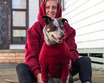 Clifford Dog Hoodie | Maroon Matching Dog and Owner Hoodies | Red Matching Dog and Owner Sweaters