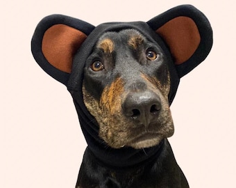 Black Bear Snoodie | Dog Bear Ears | Dog Teddy Bear Costume | Dog Snood | Dog Ear Warmer | Black Dog Scarf | Teddy Hat for Dogs Thunder Ears
