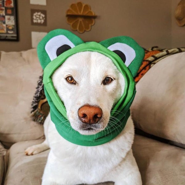 Frog Snoodie | Dog Frog Ears | Dog Frog Costume | Dog Snood | Dog Ear Warmer | Green Dog Scarf | Frog Hat for Dogs Thunder Ears