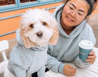 Bailey Dog Hoodie | Grey Matching Dog and Owner Hoodies | Neutral Matching Dog and Owner Sweaters