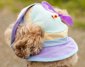Pastel Colorblock Spinning Propeller Dog Hat: Cotton Bucket Hat for Dogs