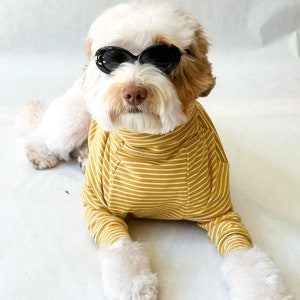 Mustard Stripe Terry Turtleneck Large Dog Sweater Yellow Pet Jumper Ethical Dog Sweater image 4