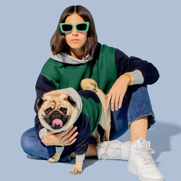 Boyish Bois Meets World | Colorblock Matching Dog and Owner Hoodies | Multicolor Primary Matching Dog and Owner Sweaters