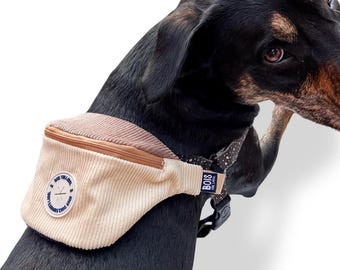 Corduroy Dog Bumbag: Neutral Colorblock Fanny Pack Backpack for Dogs