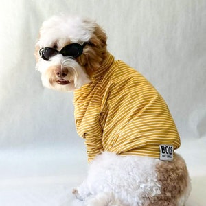 Mustard Stripe Terry Turtleneck Large Dog Sweater Yellow Pet Jumper Ethical Dog Sweater image 1