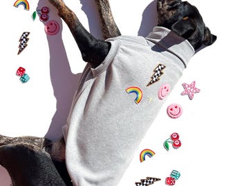 DIY Iron-On Patch Dog Sweater: Grey Cotton Blend Turtleneck