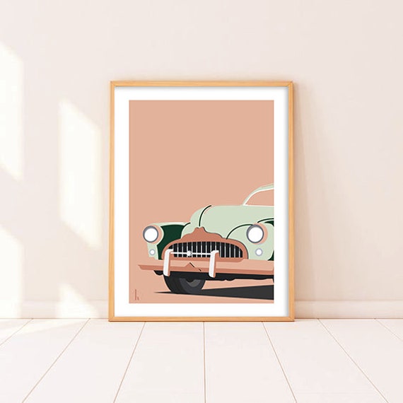 Affiche Illustration Cadillac Vintage - Poster Déco Art Format A4 ou A3