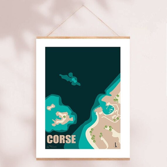 Affiche Illustration Corse - La Tonnarra Poster Déco Art Format A4 ou A3