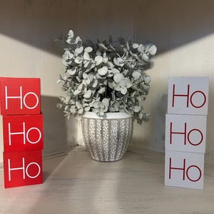 HO HO HO Holzblöcke | Tiered Tablett Dekor | Mini Weihnachtsdekor | Block Dekor
