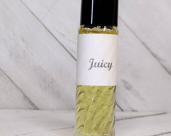 Juicy type 10ml roll on moisturizing perfume fragrance oil / Coconut oil and Jojoba oil / Gift for Her / Handmade in the USA / strong scent