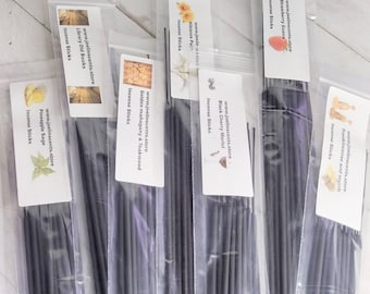 Premium 10 inch charcoal Incense Sticks Hand dipped 25 packs / variety of scents / large collection / aromatherapy /
