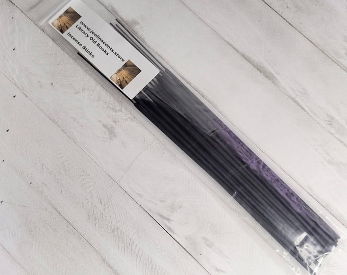 Featured listing image: Library Old Books 10 inch premium Incense Sticks handmade hand dipped 20 and 85-100 pack / 10 and 25 pack of Incense cones