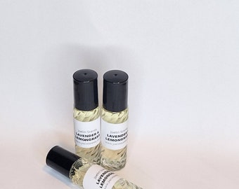Lavender & Lemongrass 10mL roll-on moisturizing body oil handmade and highly scented / Gift / essential oils / fragrance on the go /