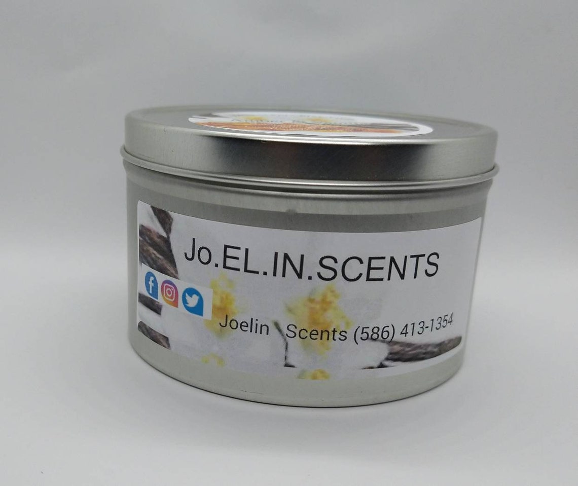 Amber and vanilla two 16 oz soyblended tin candles handmade in Etsy